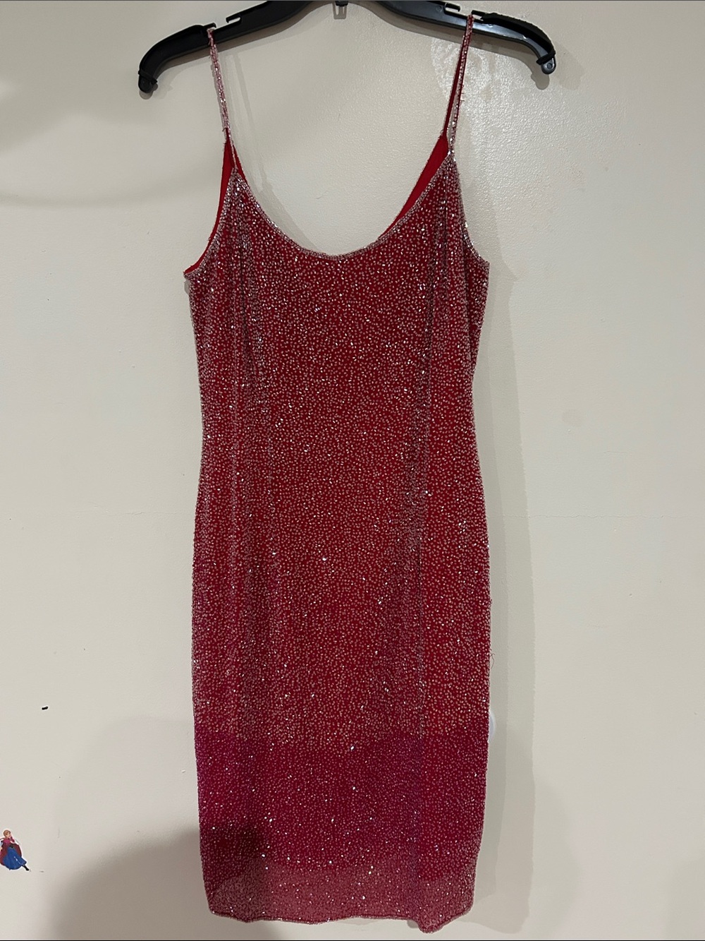 Papell Boutique Red Sequin Slip Mini Dress